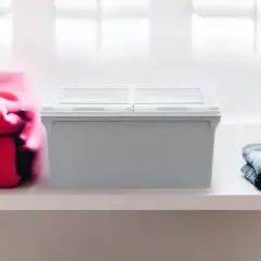 Iris&reg; Gray Split-Lid Letter Size File Box, 4 Pack