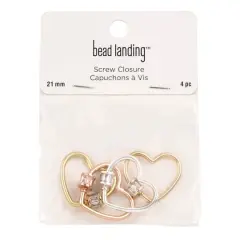 21mm Mixed Heart-Shaped Screw Closures, 4ct. by Bead Landing&trade;