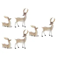 Mini Glittered Holiday Deer Figurines Set