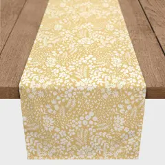 90" Dainty Floral Cotton Twill Table Runner Yellow