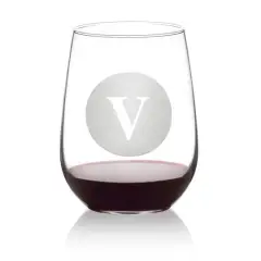 Hortense B. Hewitt Co. Circle Monogram Stemless Wine Glass V