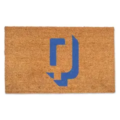 Blue Shadow Monogram Natural Coir Doormat Q