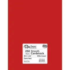 PA Paper&trade; Accents 8.5" x 11" 65lb. Smooth Cardstock, 250 Sheets Dark Red