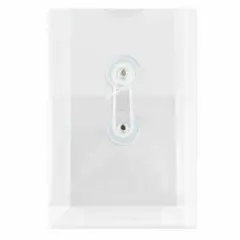 JAM Paper 4.25" x 6.25" Open End Plastic Envelopes with Button and String Closure, 24ct. Clear