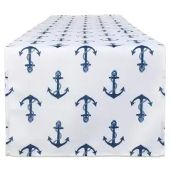 DII&reg; 108" Blue Anchor Print Outdoor Table Runner