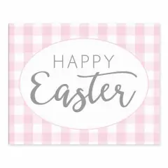 Pink Buffalo Check Happy Easter Tabletop Canvas