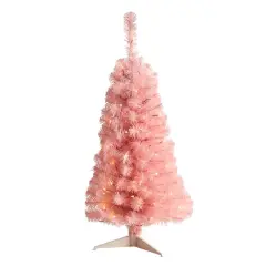 3ft. Pre-Lit Pink Artificial Christmas Tree, Warm White LED Lights
