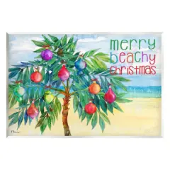 Stupell Industries Merry Beachy Christmas Holiday Palm Wall Plaque Art