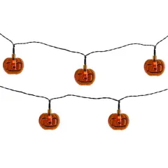 10ct. Orange Jack-O-Lantern LED Mini Halloween Lights