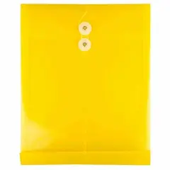 JAM Paper 9.75" x 13" Yellow Plastic Button String Open End Envelopes, 24ct.