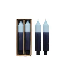 Hello Honey&reg; 8" Blue Two-Tone Unscented Pleated Taper Candles, 2ct.