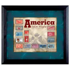 America Takes Flight Stamp Collection in Wall Frame