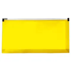 JAM Paper 5'' x 10'' Clear Plastic Pencil Pouch with Zip Closure, 12ct. Yellow