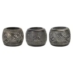 4" Bronze & Silver Metal Votive Holder Set