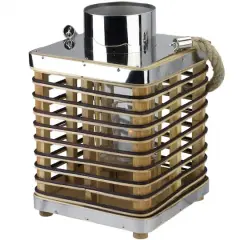 Rustic Chic Rectangular Rattan Candle Holder Lantern with Handle