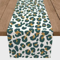 72" Leopard Cotton Twill Runner White