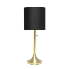 Simple Designs 21.5" Tapered Gold Table Lamp with Fabric Drum Shade Black