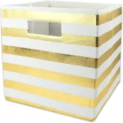 DII&reg; 11" Polyester Stripes Storage Cube Gold