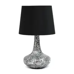 Simple Designs 14" Mosaic Glass Genie Table Lamp with Fabric Shade Black