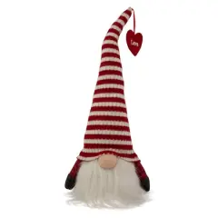 13.5" Lighted Red & White Striped Hat Valentine's Day Gnome
