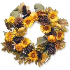 22'' Pumpkins and Sunflowers Autumn Wreath