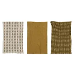 Hello Honey&reg; Natural & Olive Green Woven Cotton Dish Cloth with Loop Set