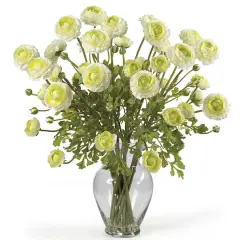 24" Ranunculus Liquid Illusion Silk Flower Arrangement Cream