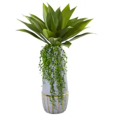 15" Agave Succulent in Stoneware Planter