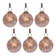 3" Rusted Violet Mercury Glass Ball Ornaments. 6ct.