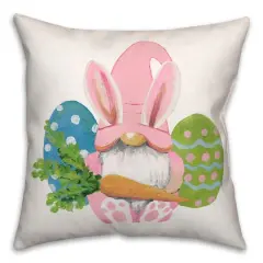 Easter Bunny Gnome 18" x 18" Throw Pillow