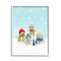 Stupell Industries Winter Snowmen Christmas Tree Framed Giclee Art White