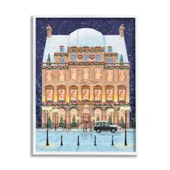 Stupell Industries Winter Hotel Christmas Festival Framed Giclee Art White