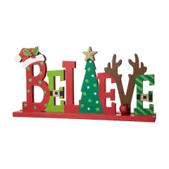 Glitzhome&reg; 14'' BELIEVE Wooden Christmas Table D&eacute;cor