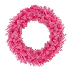 3ft. Pre-Lit Pink Spruce Christmas Wreath, Pink Lights