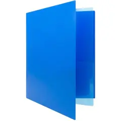 JAM Paper Heavy Duty Plastic 4-Pocket Folder, 2ct. Blue