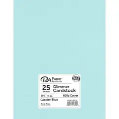 PA Paper&trade; Accents Glimmer 8.5" x 11" Cardstock, 25 Sheets Glacier Blue