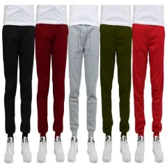 Galaxy by Harvic Fleece-Lined Men's Jogger Sweatpants 5 Pack Black/Burgundy/Heather Gray/Olive/Red