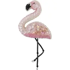 Crystal Art Beadwork Kit For Creating Brooch Flamingo