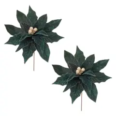 Forest Green Poinsettia Stems, 2ct.
