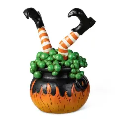 Glitzhome&reg; 8.75" Halloween Witch in Cauldron Table D&eacute;cor