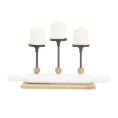 White Fir Modern Farmhouse Candelabra, 9" x 20" x 4"