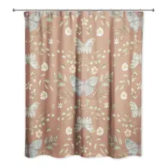 Butterfly Pattern Shower Curtain Rust Orange