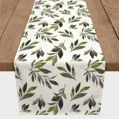 Watercolor Leaves Pattern 16" x 90" Cotton Twill Runner