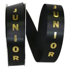 The Ribbon Roll 1.375" x 100yd. Satin Junior Ribbon Black/Gold