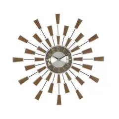 22" Brown Metal Modern Wall Clock