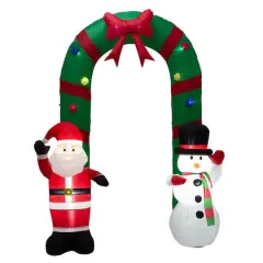 Glitzhome&reg; 8ft. Inflatable Santa Snowman Gate Arch