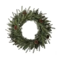 Glitzhome&reg; 24" LED Greenery & Pinecone Christmas Wreath