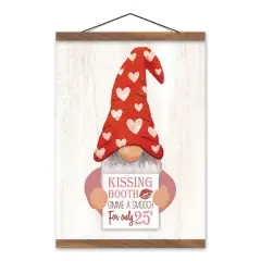 Kissing Gnome 12" x 16" Teak Hanging Canvas