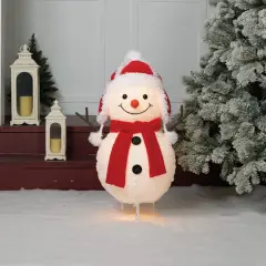 28" Pop-Up Fluffy Snowman Figurine