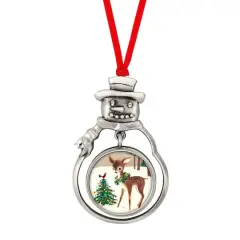 JFK Half Dollar Snowman Ornament With Colorized Reindeer Coin